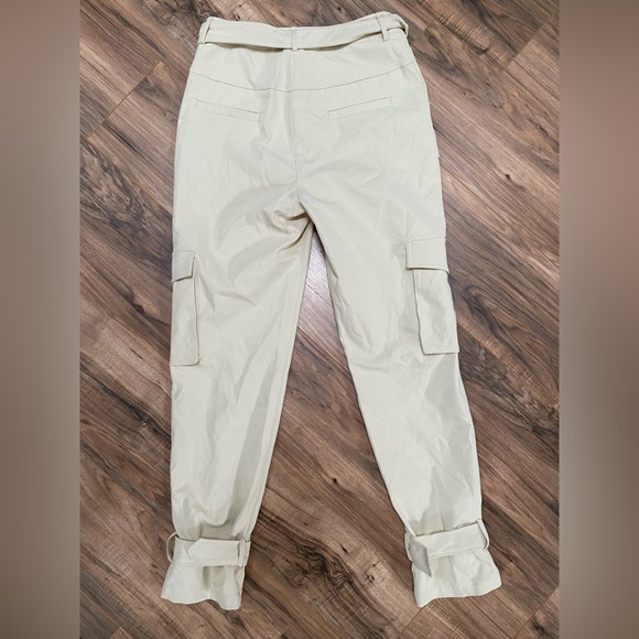 Cream Cargo Pants With Straps - Picture 5 of 8